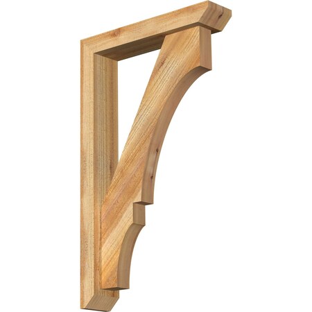 Balboa Slat Rough Sawn Bracket W/ Offset Brace, Western Red Cedar, 4W X 18D X 30H